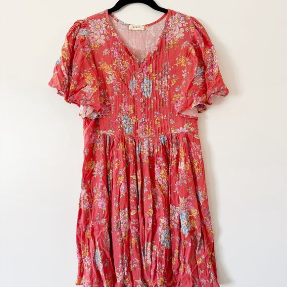 SPELL AND THE GYPSY COLLECTIVE Meadowland Flutter Sleeve Mini Dress Small - Picture 6 of 11
